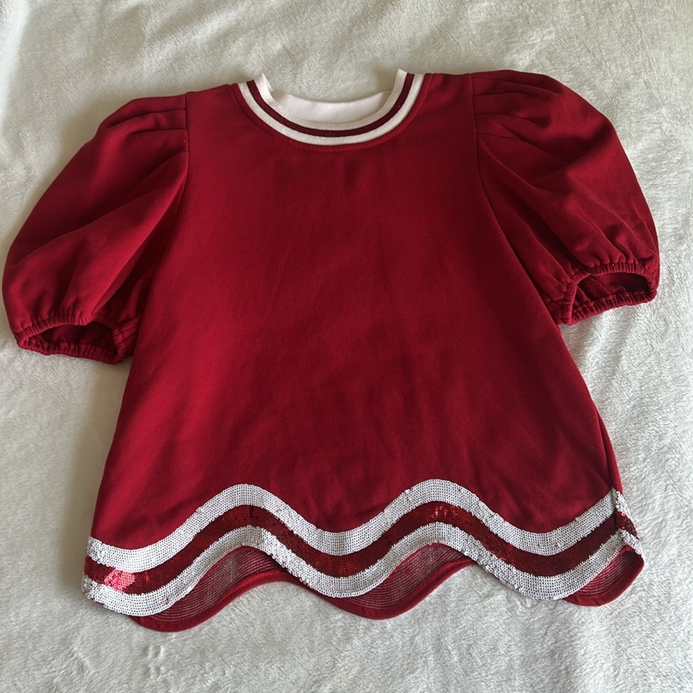 Queen of Sparkles Red and White Wavy Top & Shorts Set - Picture 4 of 10